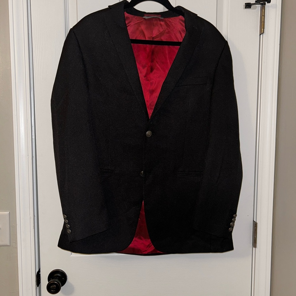 Alfani Black Blazer with Vibrant Red Interior